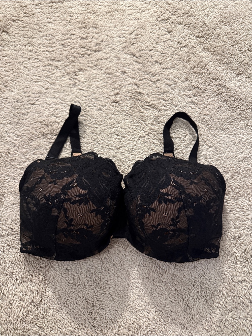 Torrid Curve Black Lace Floral Balconette Bra with Adjustable Straps